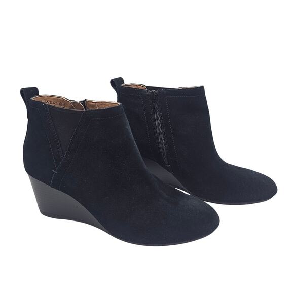 Vionic Black Suede Paloma Wedge Bootie Ankle Boots Women's Size 9 - Picture 4 of 10